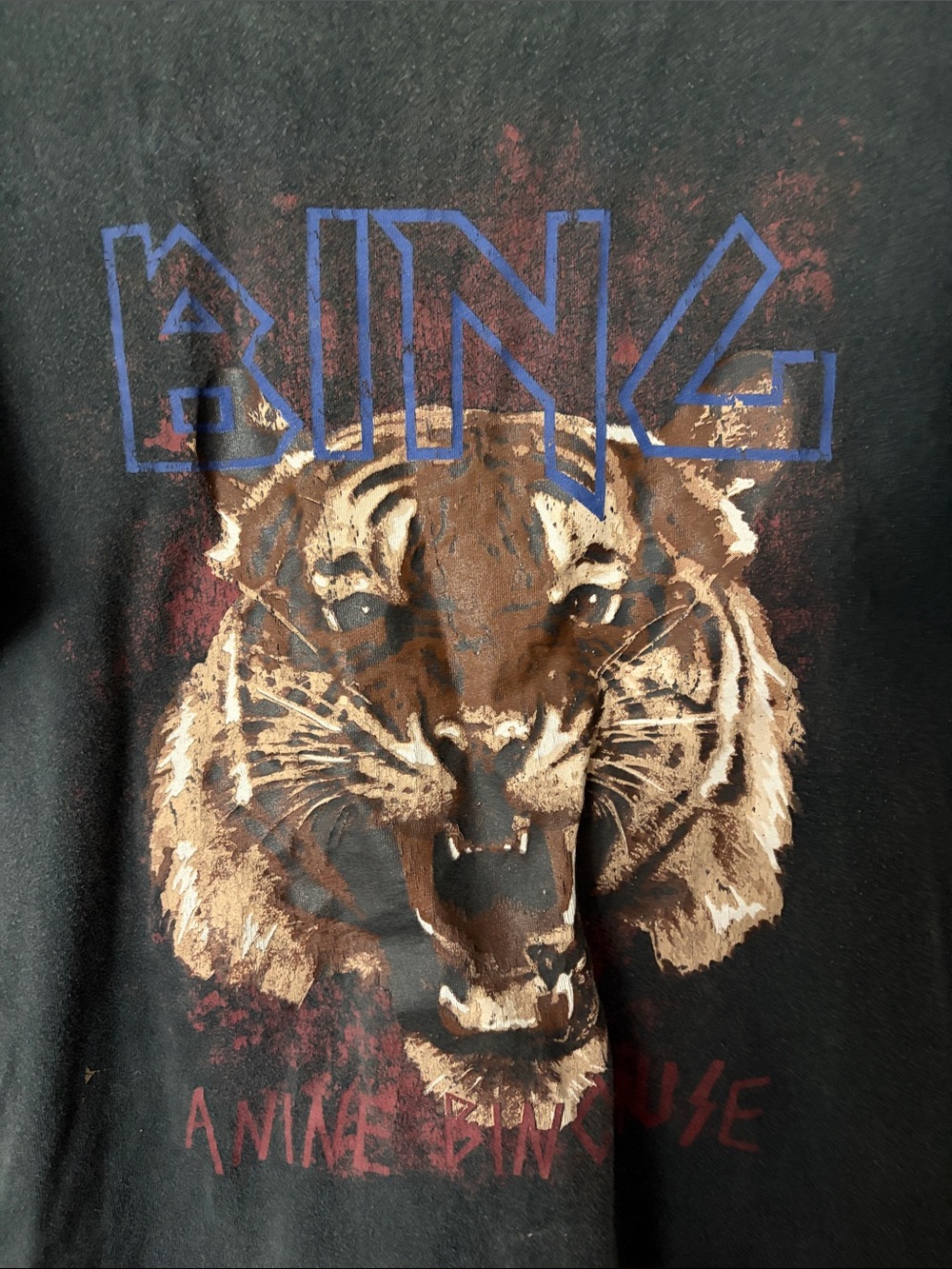 Anine Bing Charcoal Tiger Graphic Tee with Blue Logo - Picture 3 of 3